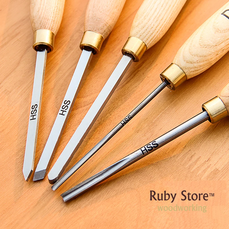 5PCS HSS Small Woodturning Chisel SET For Small Details 1501, 1502, 1503, 1504, 1505, (1506) Packed with Thick Canvas Bag image 4