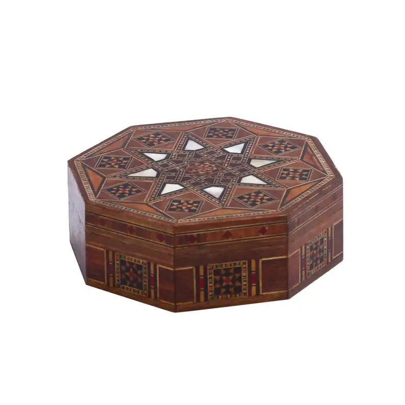 Jewelry Accesorry Organizer Handmade Natural Solid Wooden Box Octagon