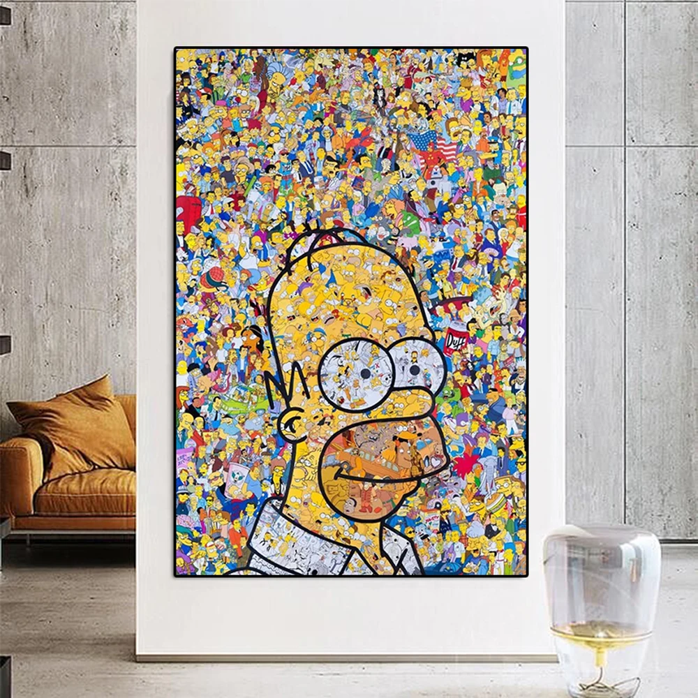 

Disney The Simpsons Graffiti Art Canvas Painting Cartoon Anime Poster Print Wall Art Picture Living Kids Room Home Decoration