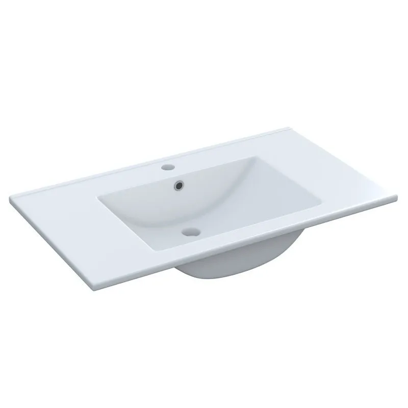 Ceramic basin White, Rectangular bathroom sink, measures: 81,5 cm (length) x 18 cm (height) x 46 cm (background)