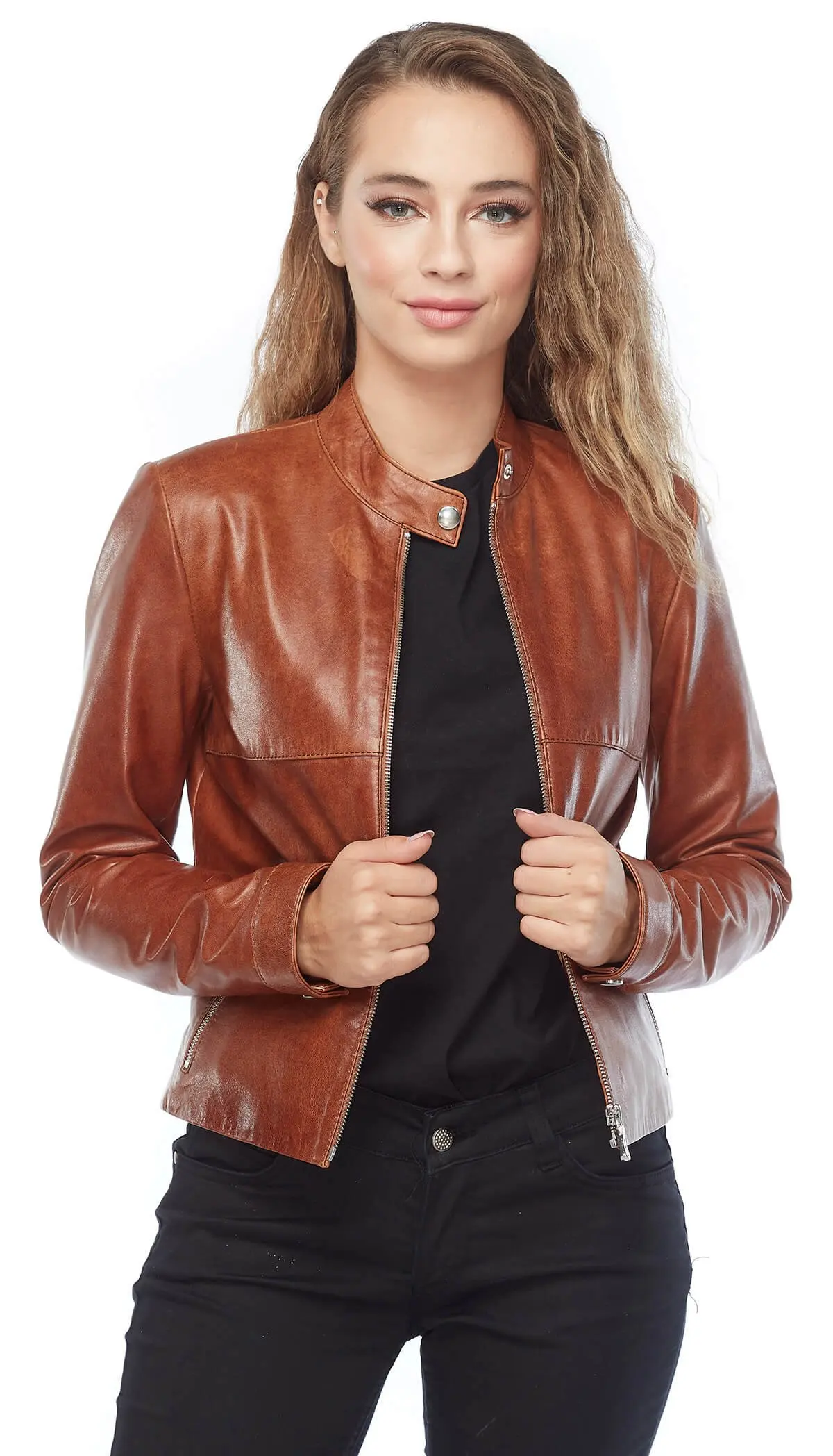 Mantel Jaket Wanita Kulit Asli Kulit Domba Domba Kulit Domba Musim Gugur Musim Dingin 2022 Tipis Ukuran Besar Antik Biker Tan Flora