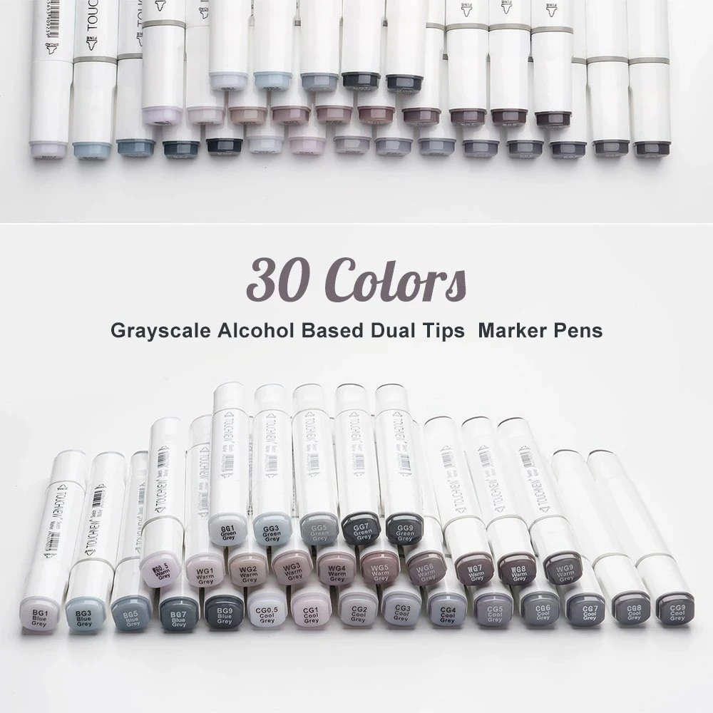 Gray Series Art Marker Dual Tip Alcohol Based Neutral Sketch Gray Tones for Graphic Drawing Comic Paint Clothes Design