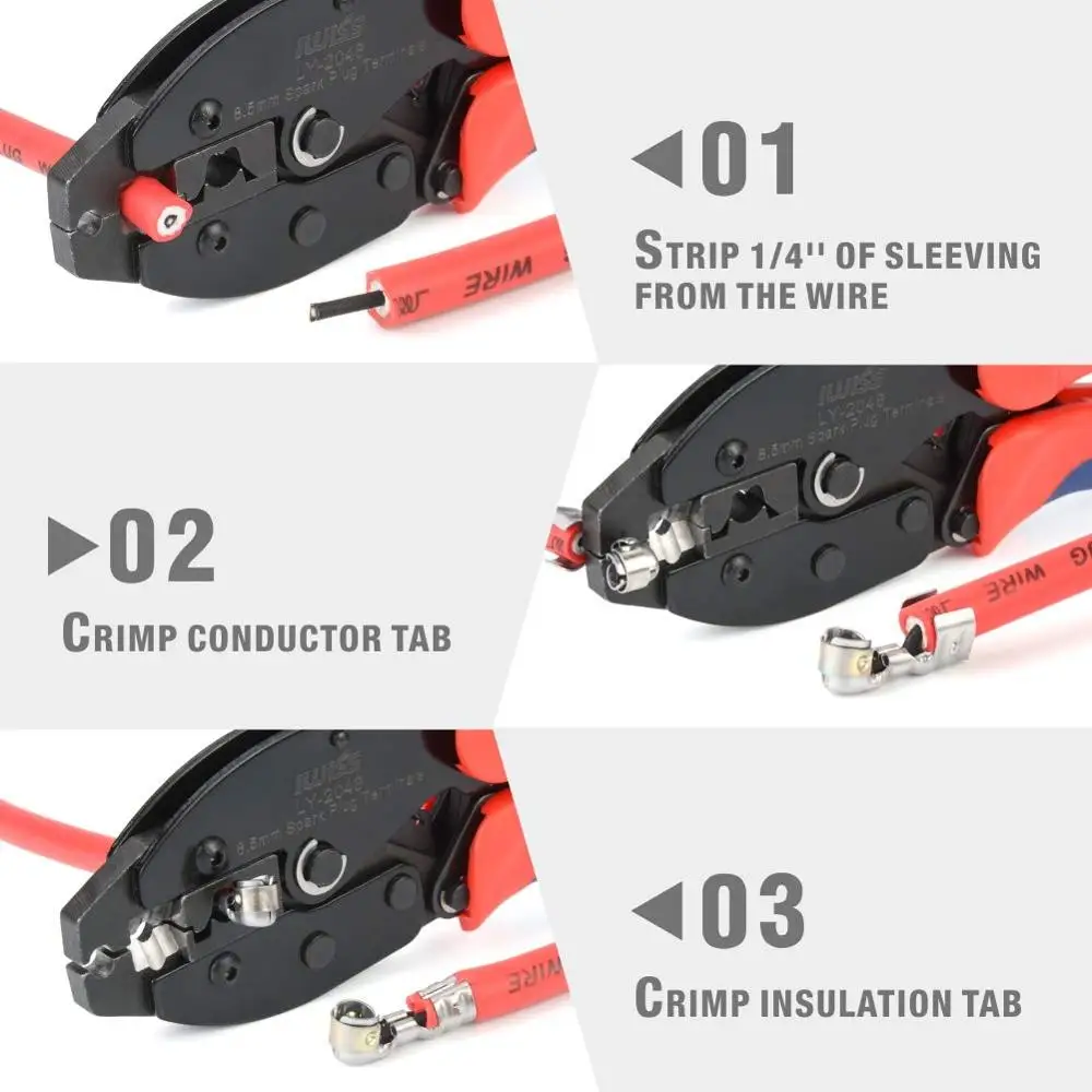 Imagem -05 - Iwiss-ratchet Spark Plug Wire Crimper Fio de Ignição e Terminais Ly2048 Ferramentas Dia Crimping 85 Milímetros