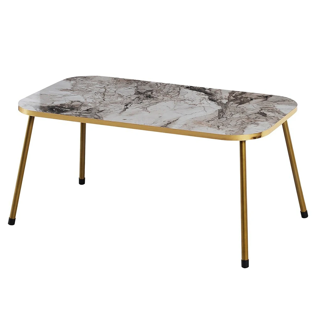 Modern Center Table Metal Gold Leg Assembled Center Table Tea Coffee Service Table Rectangle Living Room Table - Colour Options