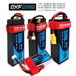 DXF 2S 3S 4S Lipo Battery 7.4V 11.1V 14.8V 5200mah 80C  Rechargeable Lipo Battery Connector for RC Drones FPV Car