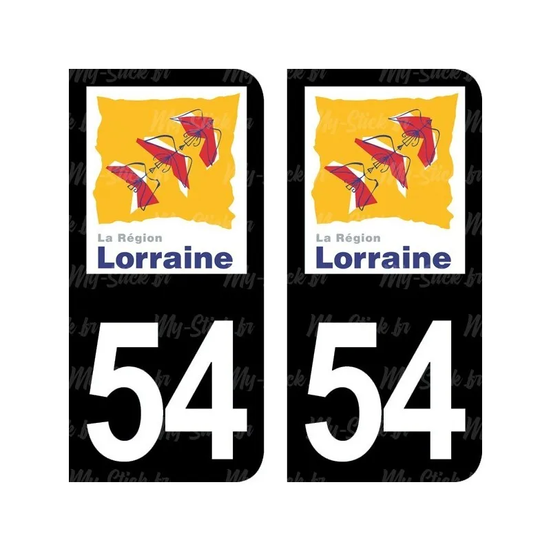 Sticker License plate Department 54 of the old Meurthe-et-Moselle region of Lorraine for car in blue or black background