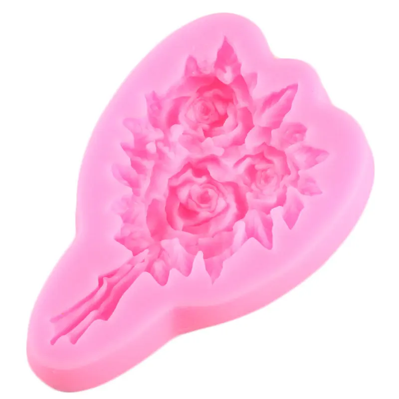 Rose Flower Bouquet Cake Silicone Mold DIY Wedding Cupcake Topper Fondant Cake Decorating Tools Candy Chocolate Gumpaste Moulds