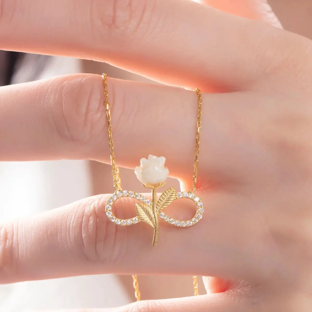 Vrouwen Ketting Pure 925 Sterling Zilver Zirkoon Zirconia Infinity Rode Roos Liefde Icoon Model Ketting