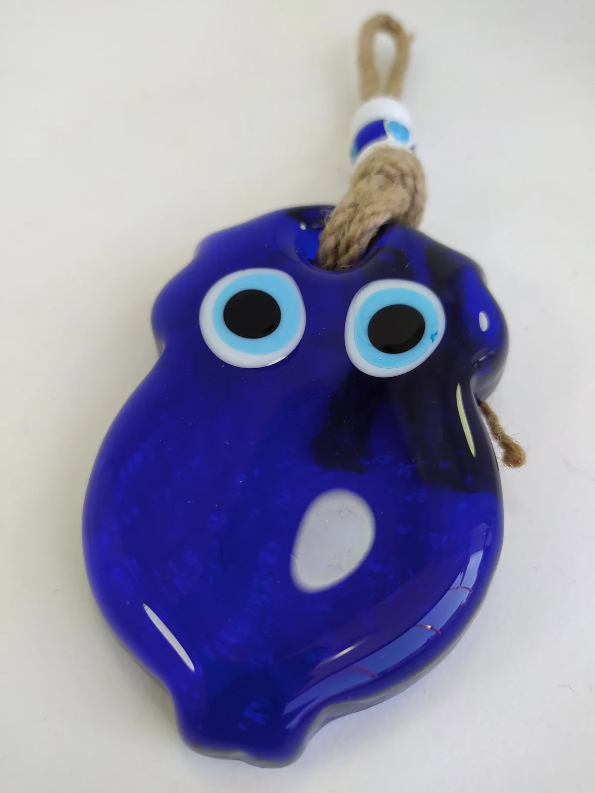 Owl Evil Eye 9cm Glass Bead Pendant Charm Turkish Handmade Amulet Wall Hanging Talisman Boho Home Decor Made in Turkey