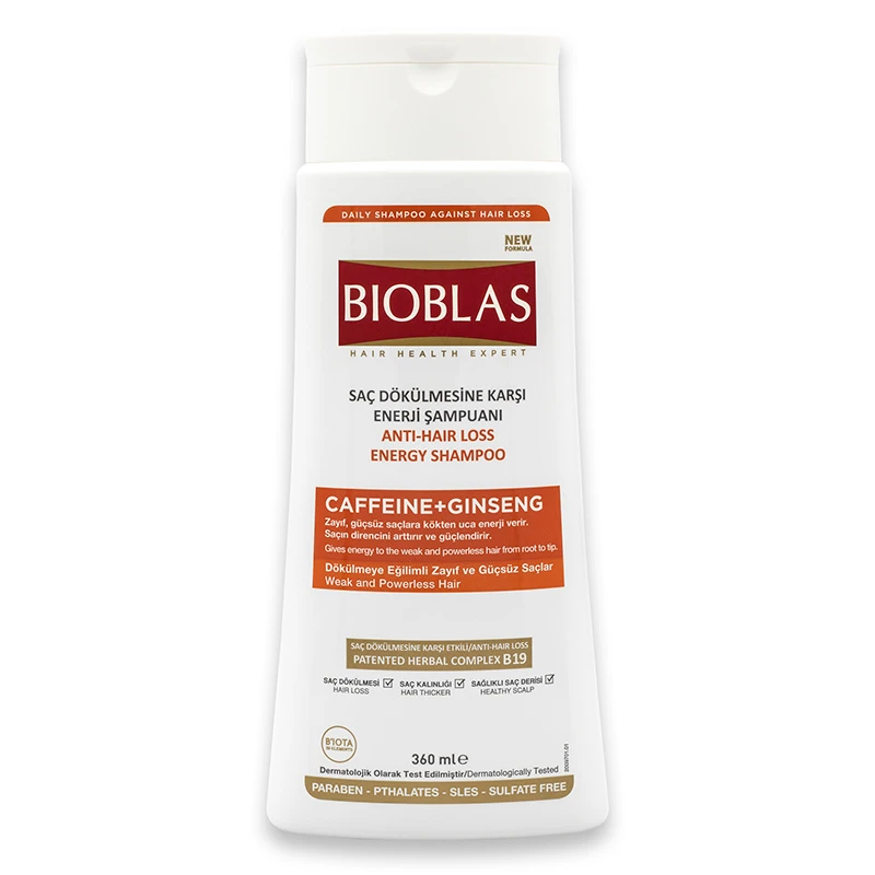 Bioblas Anti Hair Loss Energy Shampoo Caffeine + Ginseng 360ml Moisturizing Nourishing Herbal Oil Energizing