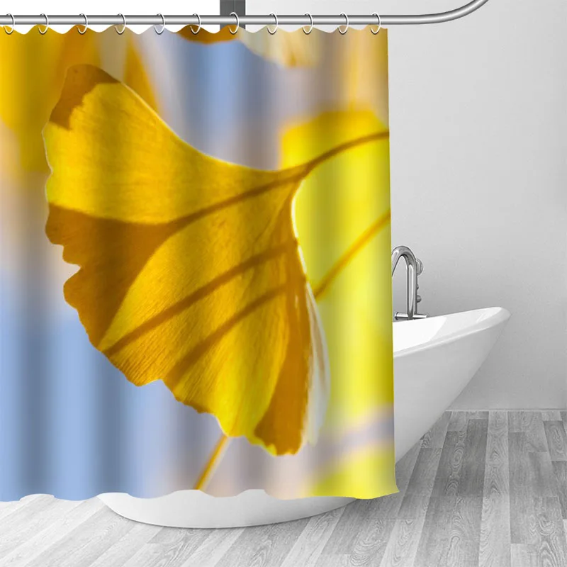 Ginkgo Leave Shower Curtain Waterproof Fabric Bathroom Curtain Nature Bath Curtains Opaque Curtain Bath Things