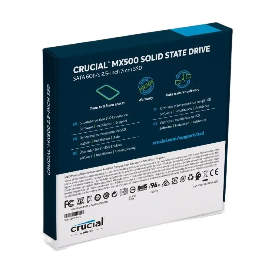 Crucial MX500 2.5\'\' SATA 3 SSD Harddisk 250GB 500GB 1TB 2TB CT250MX500SSD1 CT500MX500SSD1 CT1000MX500SSD1 CT2000MX500SSD1