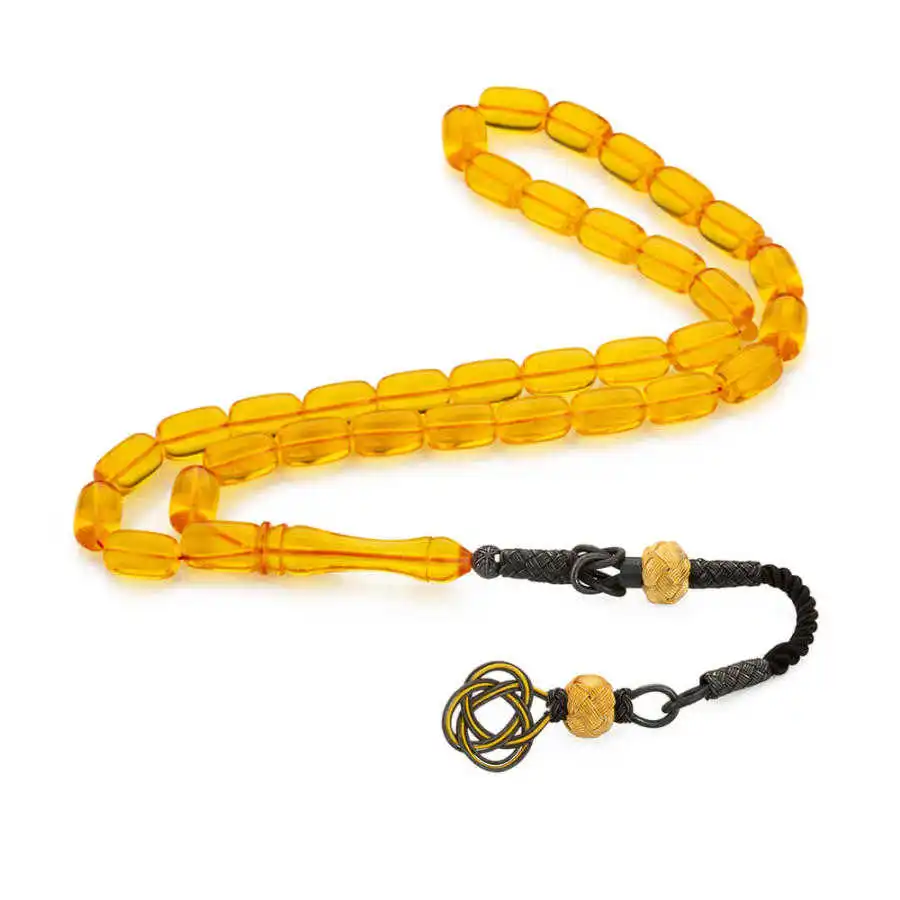 Yellow Bakalite Rosary with Silver Tassel Stylish Design That Provides Long-term Good Quality And Durability Luxury New