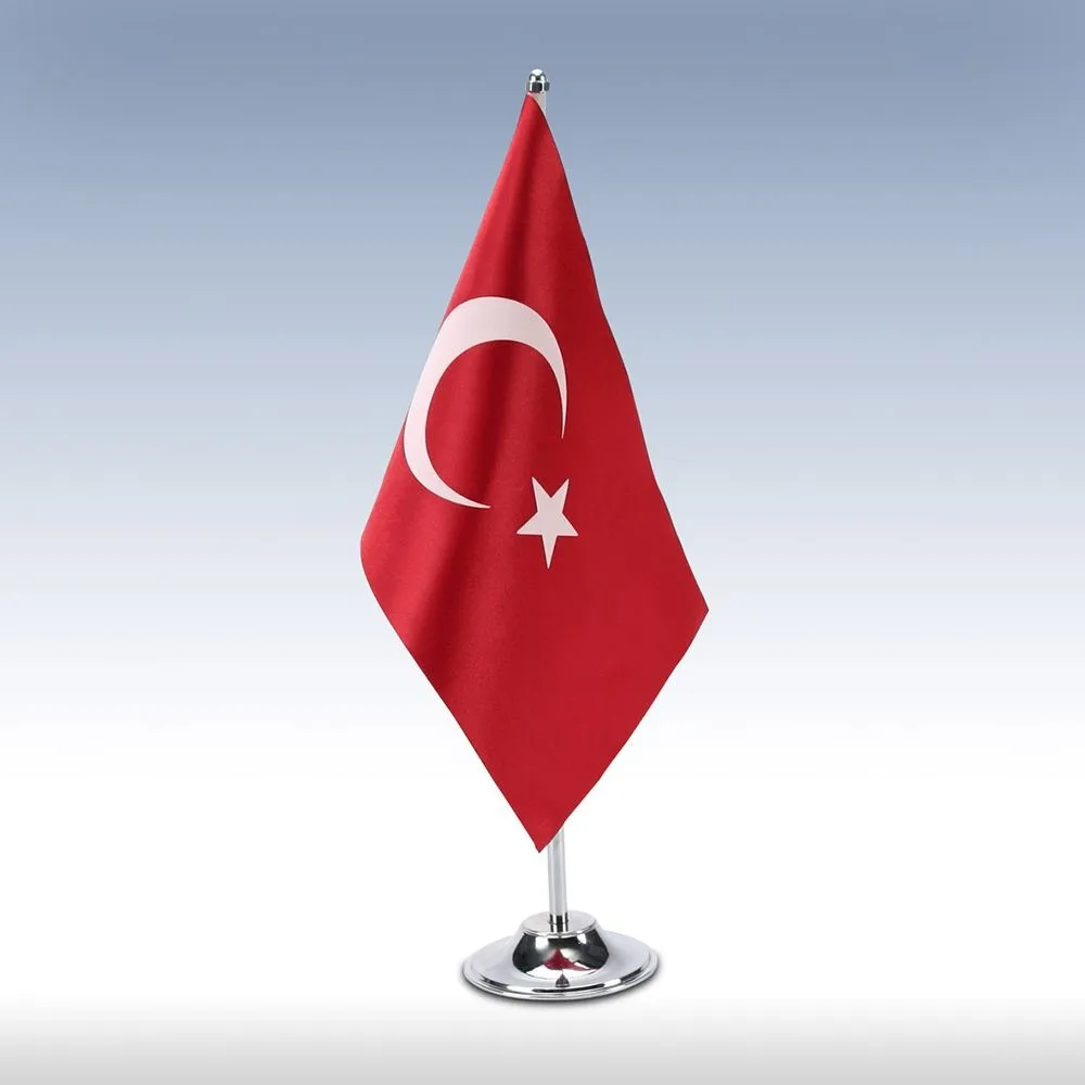 Table Flag Single Pole Turkish Flag For Office For Home Made in Turkey