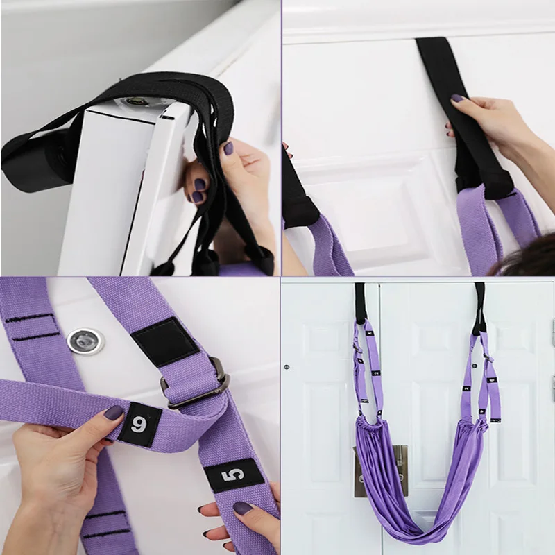 Adjustable Aerial Yoga Strap Elastic Stretch Door Hanging Yoga Belts Hammock Swing Fitness Handstand Rope Training Device Women