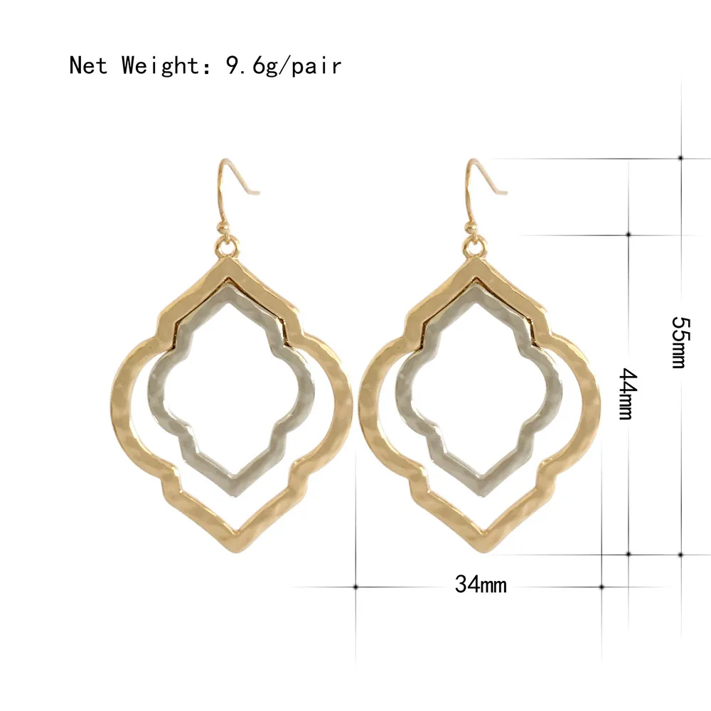 New Design Lovely Drop Earrings Gold and Rhodium Color Flower Shape Drop Earring for Women and Girl Friend Best Gift