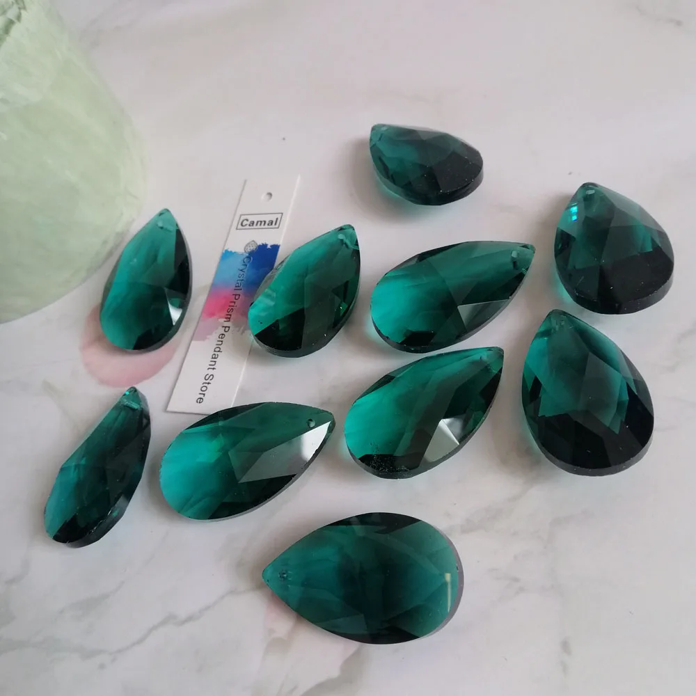 Camal 5Pcs Malachite Green Glass 38mm Teardrop CRYSTAL Beads DIY Chandelier Pendant Part Lamp Prisms Jewellery Hanging Decor