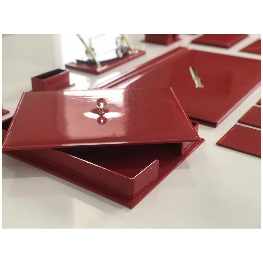 Luxury RED OF FERRARI Business Office Desk Leather Mat Set Organizer Accessories (Office Supplies, Office Desktop Set,)