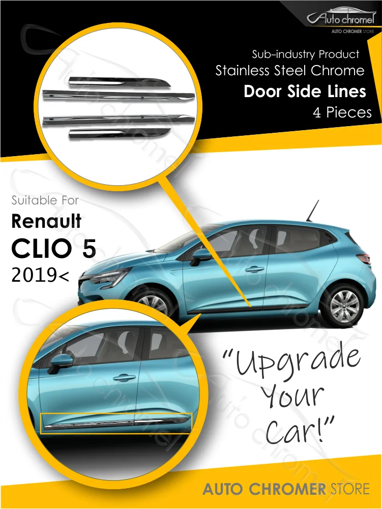 For Renault Clio 5 V Door Trim Chrome Lines,4 Pieces Premium Quality Car Accessories, Automobile External Parts,DCI, Icon, Touch