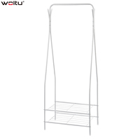 WOLTU Floor Storage Wardrobe Clothes Rack with Iron Clothes Hanger Coat Shoe Rack Clothing Drying Racks for Dressing Room Home