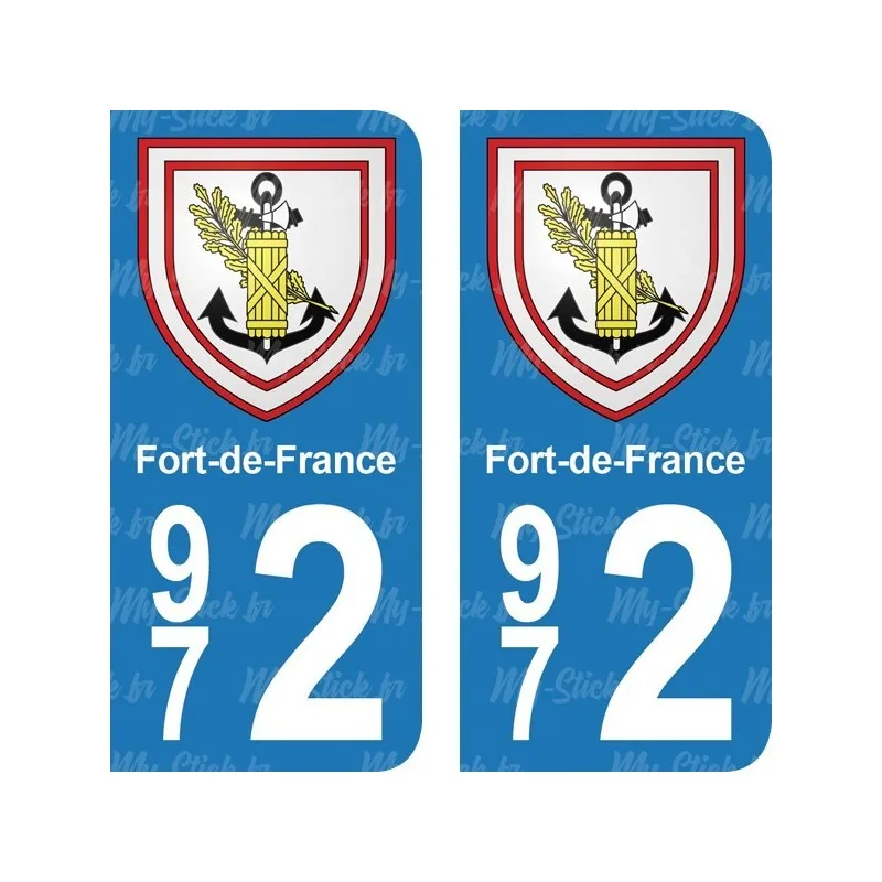 Sticker license plate registration department 972 Fort-de-France home-com for car