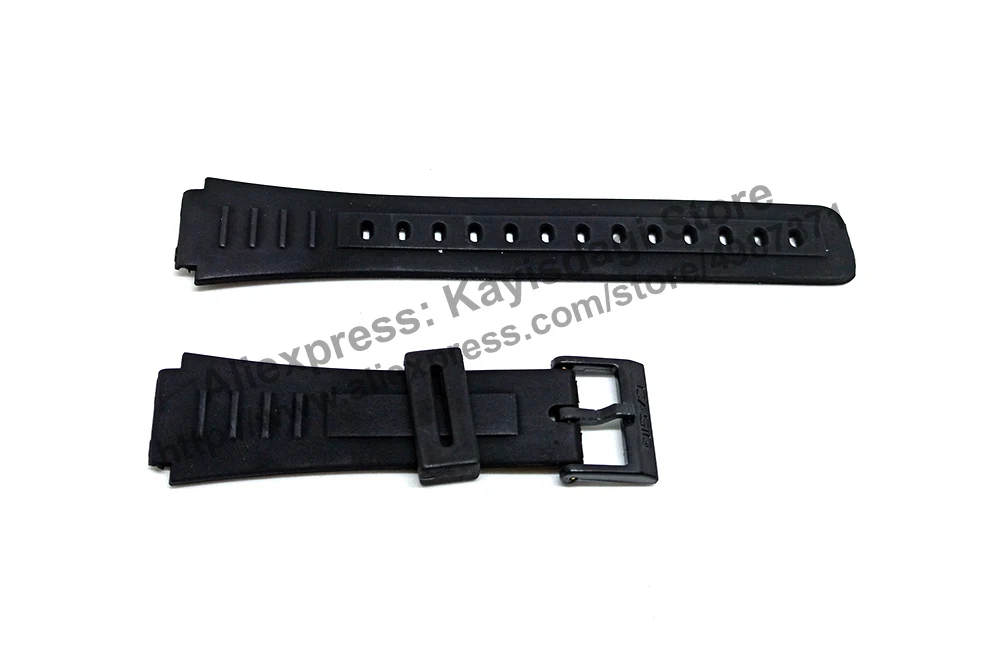 17mm Black Rubber Watch Band / Strap Compatible for Casio CMD-10 , CMD-20 , CMD-30 , CMD-65 , ABC-30 , EXP-10 , TS-100 , TS-150