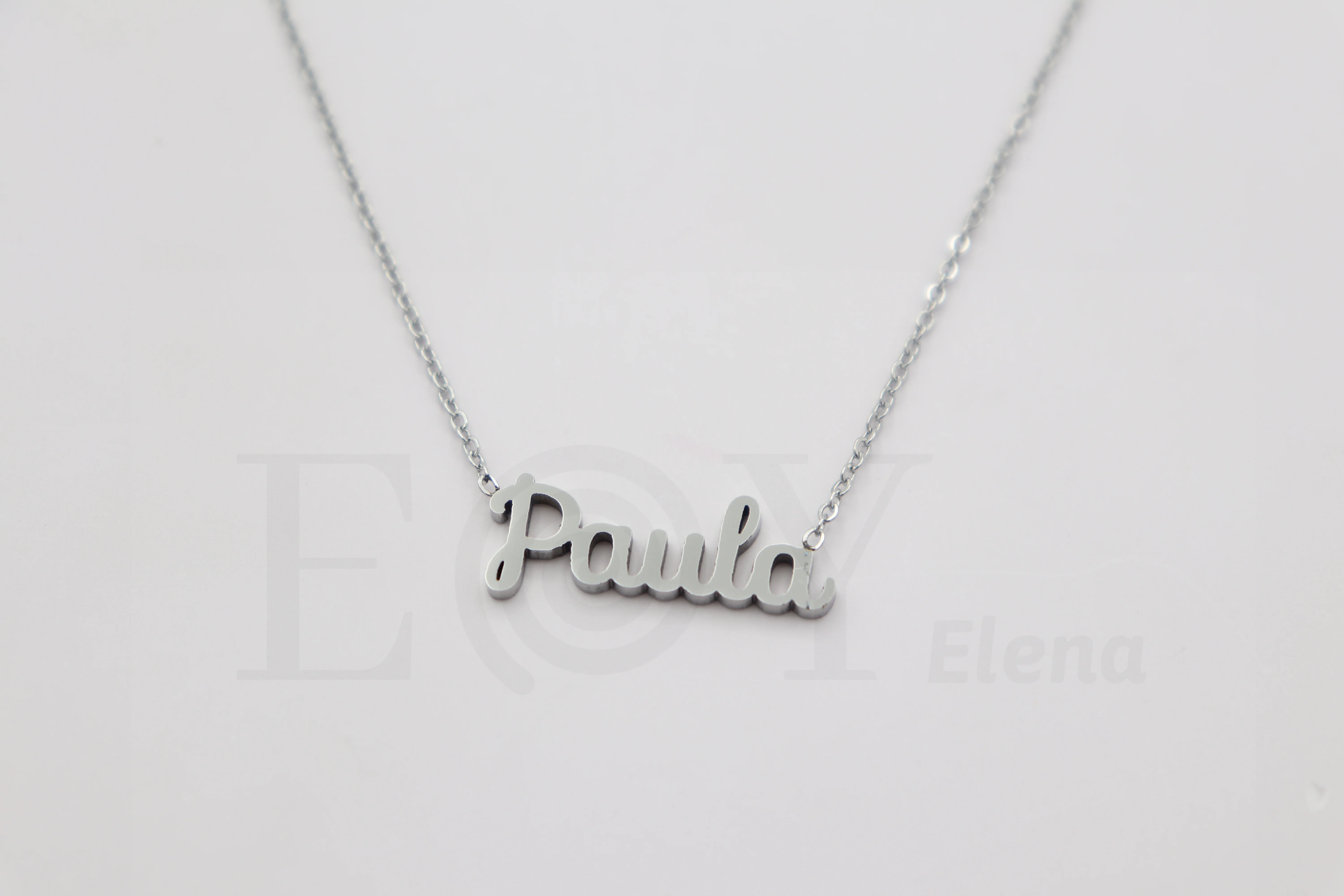 Collar De Acero Inox Con Nombre De Paula Color Plata Alta Calidad Envió Desde España