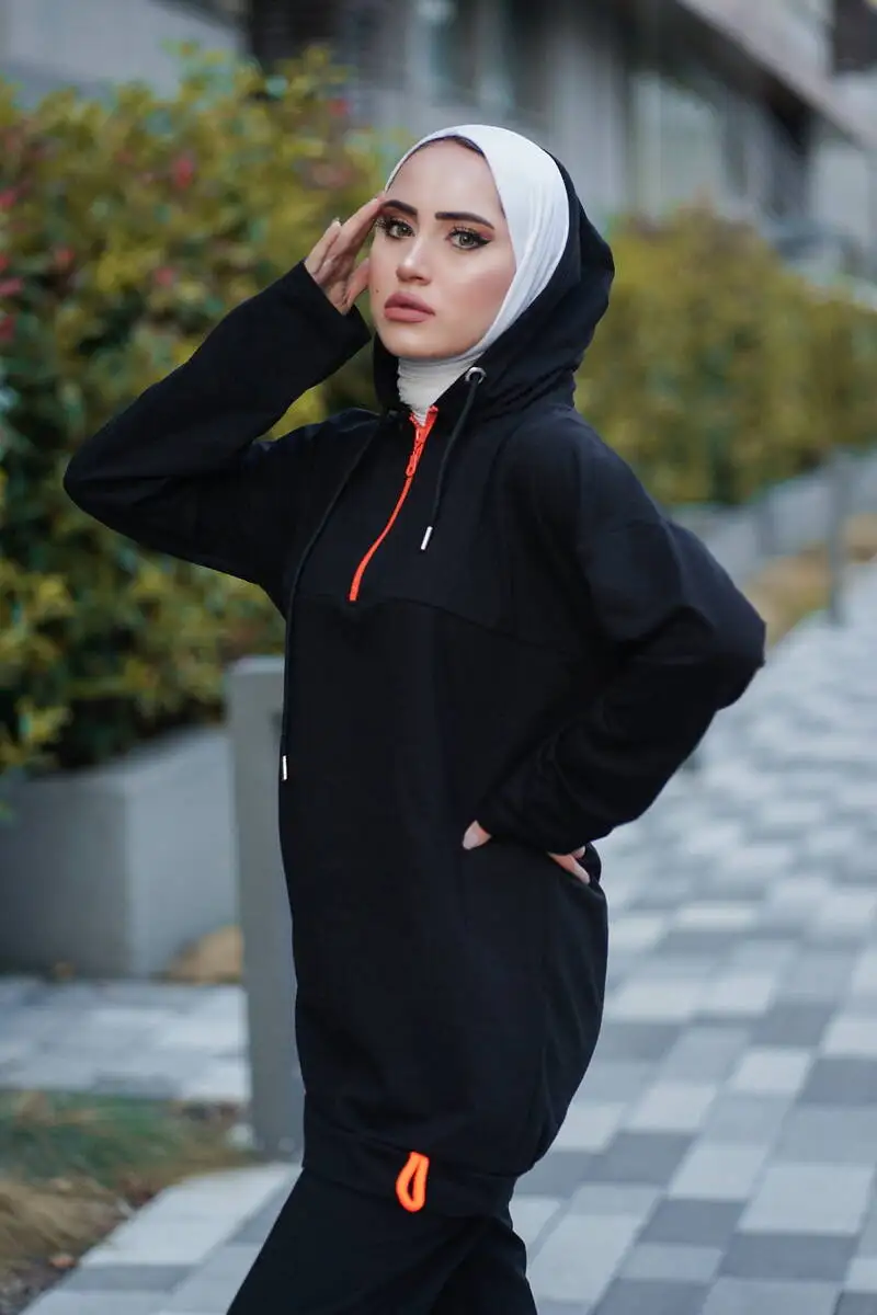 Hoodie Double Tracksuit Set Islamic Sports Wear for women islamic coat Muslim Women Dress Set Sport Hijab Suit jackets Dubai2022