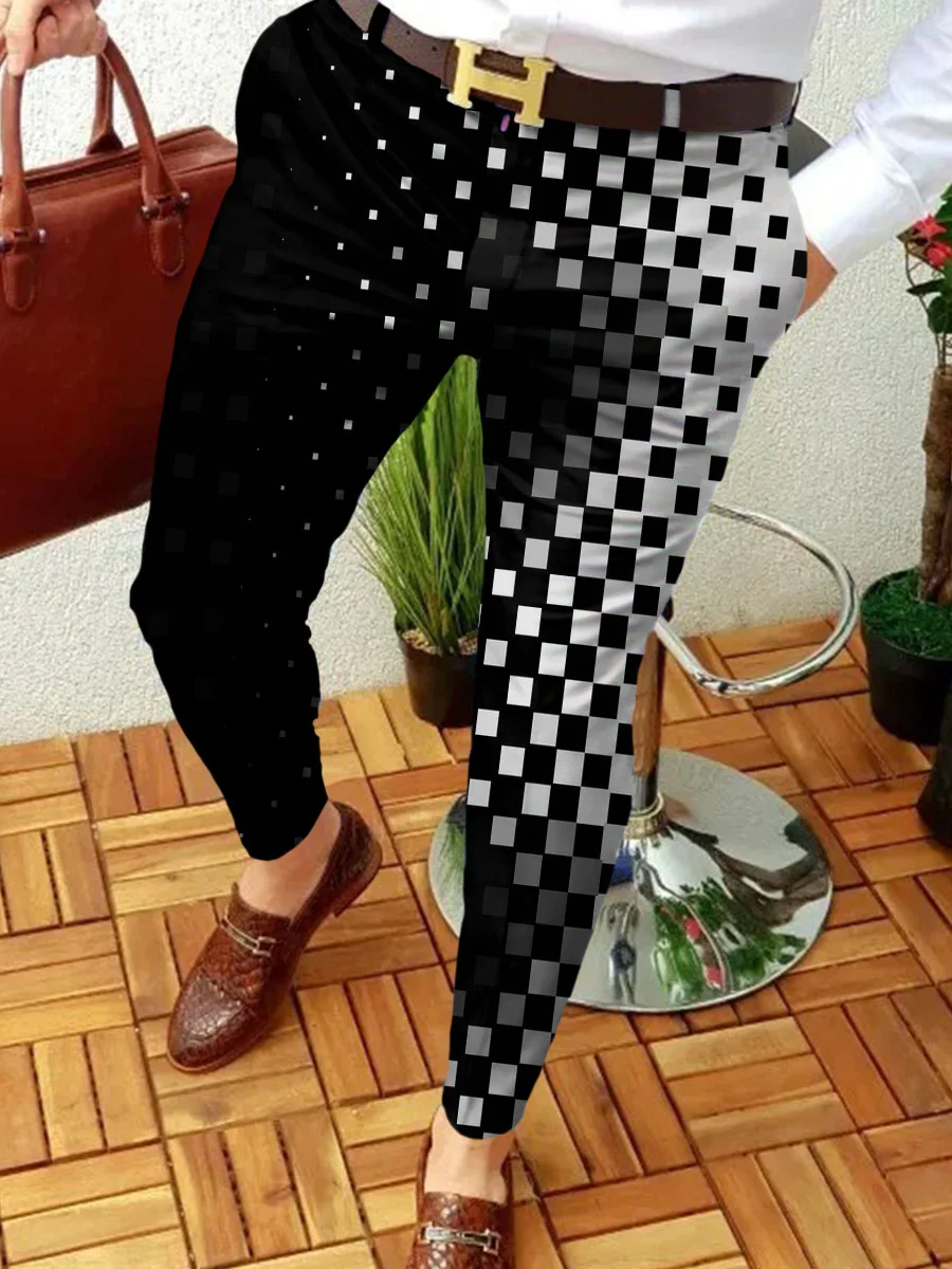 

2022 NEW Men Business Casual Trousers Retro Pattern Print Straight Long Pants Mens Spring Autumn Fashion Streetwear