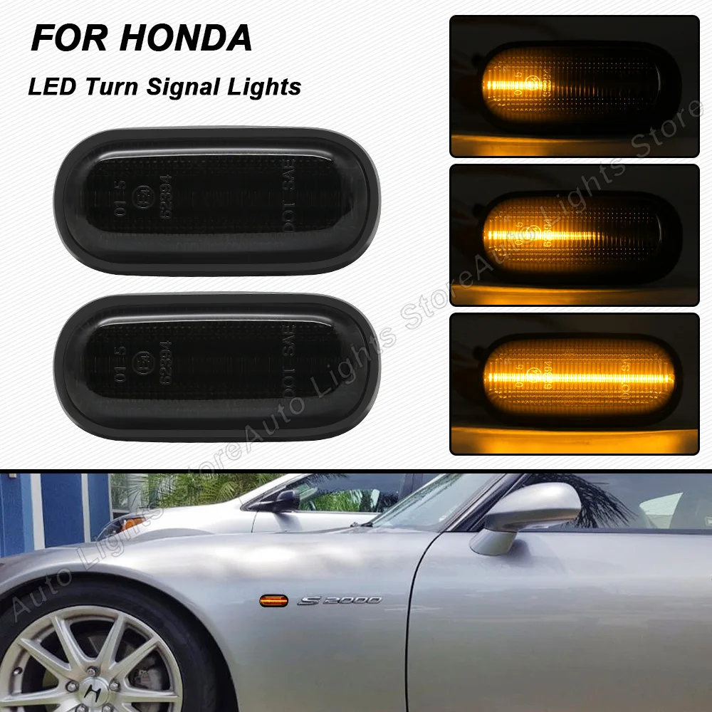 2PCS LED Turn Signal Light For Honda S2000 Accord Civic Prelude CRX Fit LED Dynamic Side Marker Lamp Error Free