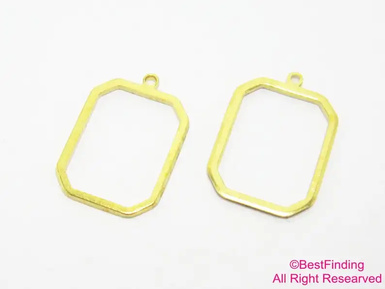 20pcs Rectangle Earring Charms, Necklace Pendant,18.6x13mm, Geometric Brass Findings, Jewelry Making R612