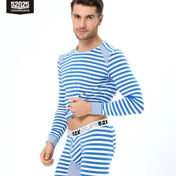 52025 Men Thermal Underwear Striped Underwear Viscose Modal Soft Light Long Johns Streamlined Fit Sport Comfortable Men Thermals