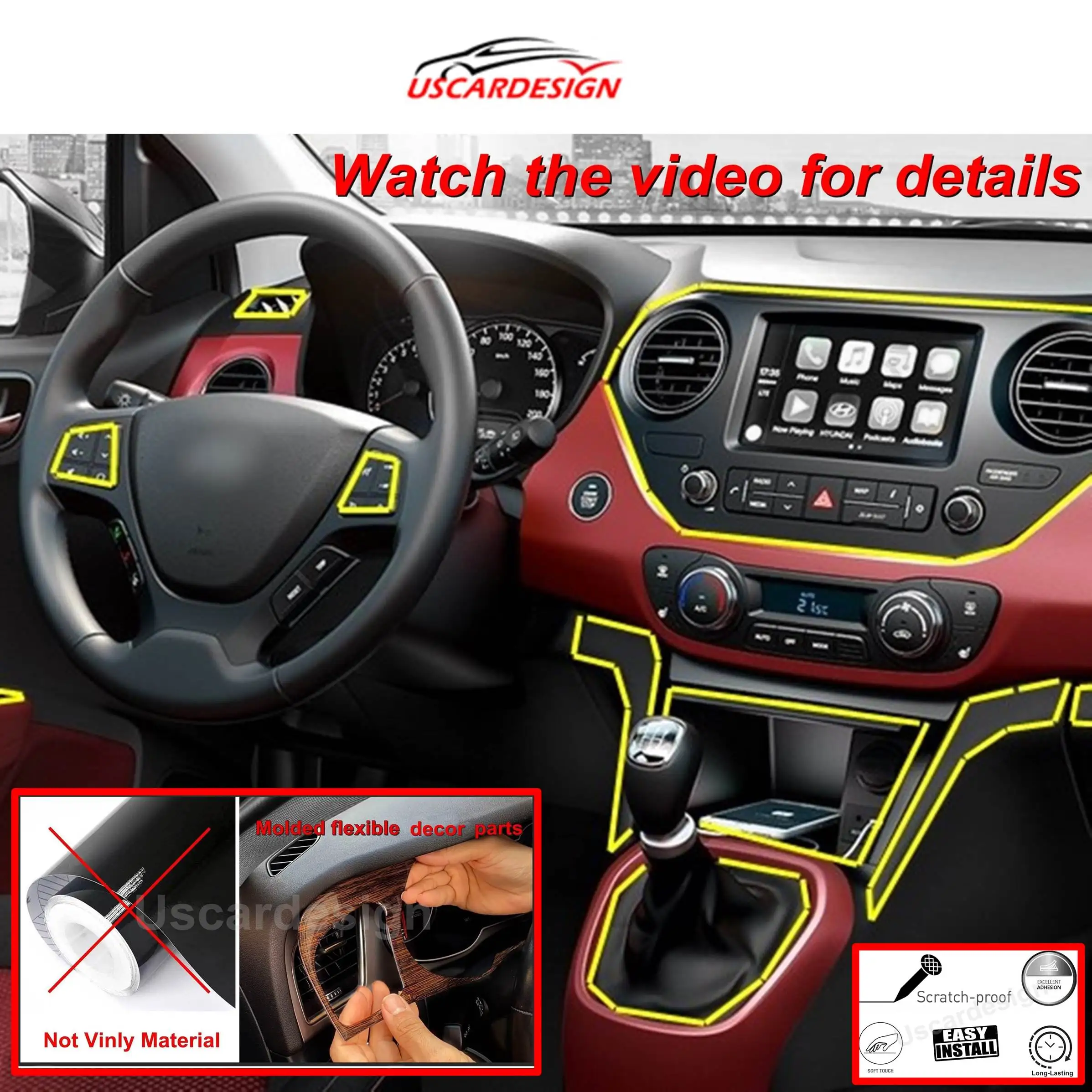 Car Styling For Hyundai i10 (2013-2017)  Automobile Accessories, Dashboard Trim Decors, Concole Cover, Door Handle, Shifter Gear