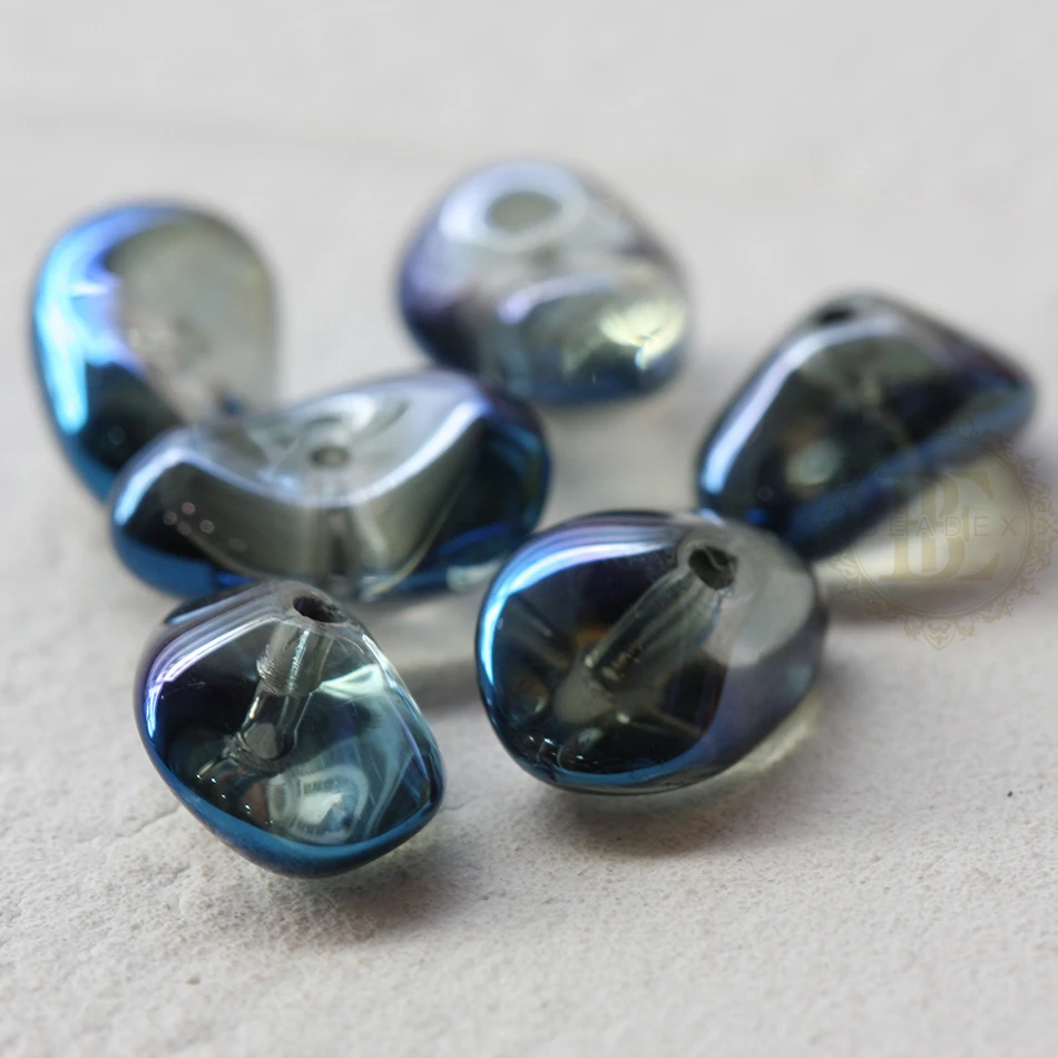 DIY Supply-10 Pieces Plated Crystal Glass Spacer Beads - Nugget 17x12mm (G341)