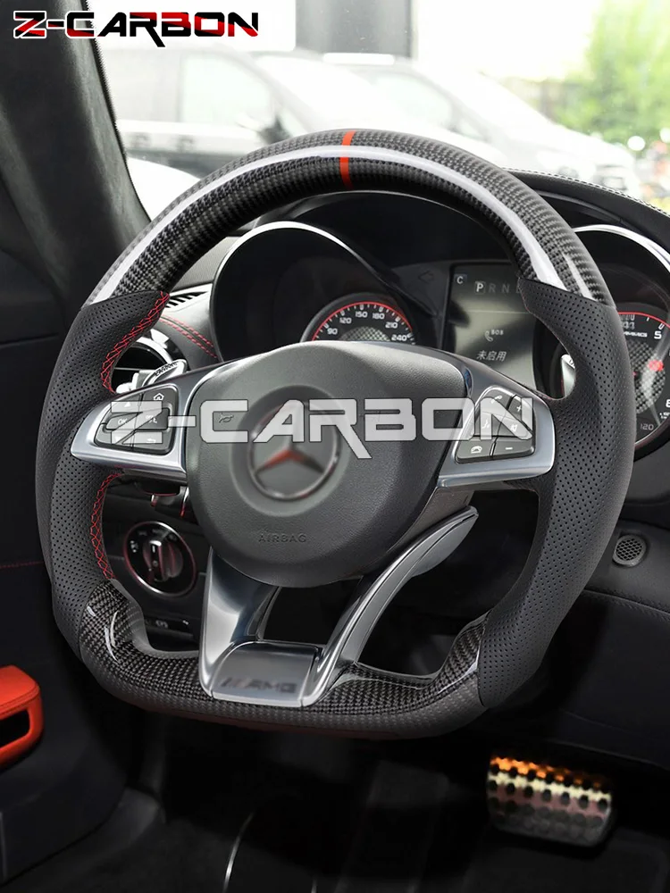 LED Racing Carbon Fiber Steering Wheel For Mercedes-Benz w205 w204 GLC GLS CLA CLS GLA AMG-GT AMG Carbon Fiber Sport Wheel