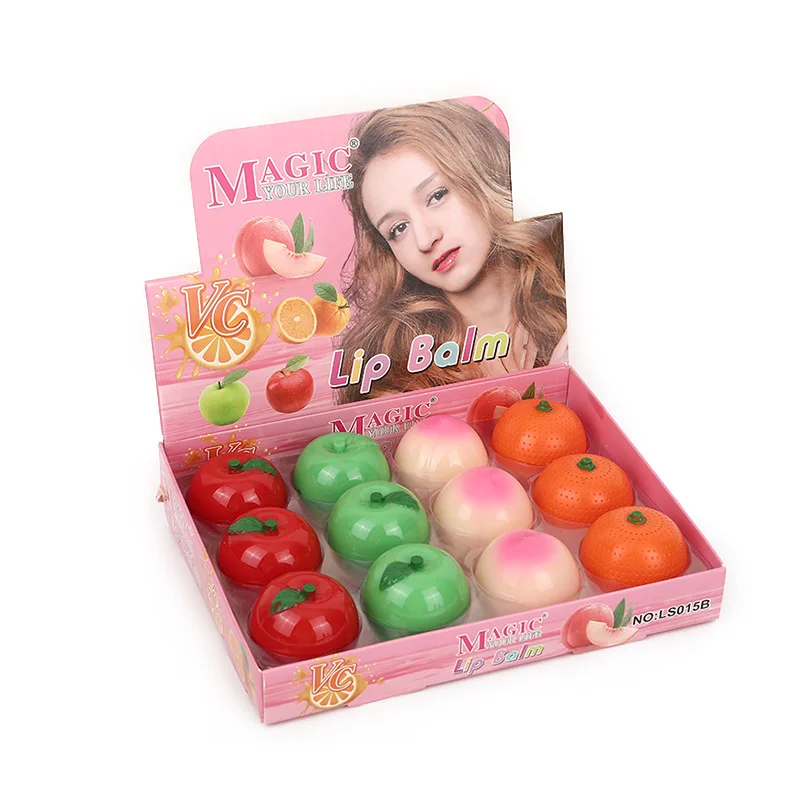 Bálsamo labial de 12 piezas, tinte hidratante Natural con forma de fruta, bonito sabor a fruta, cuidado de labios, regalos de fiesta para niñas, venta al por mayor