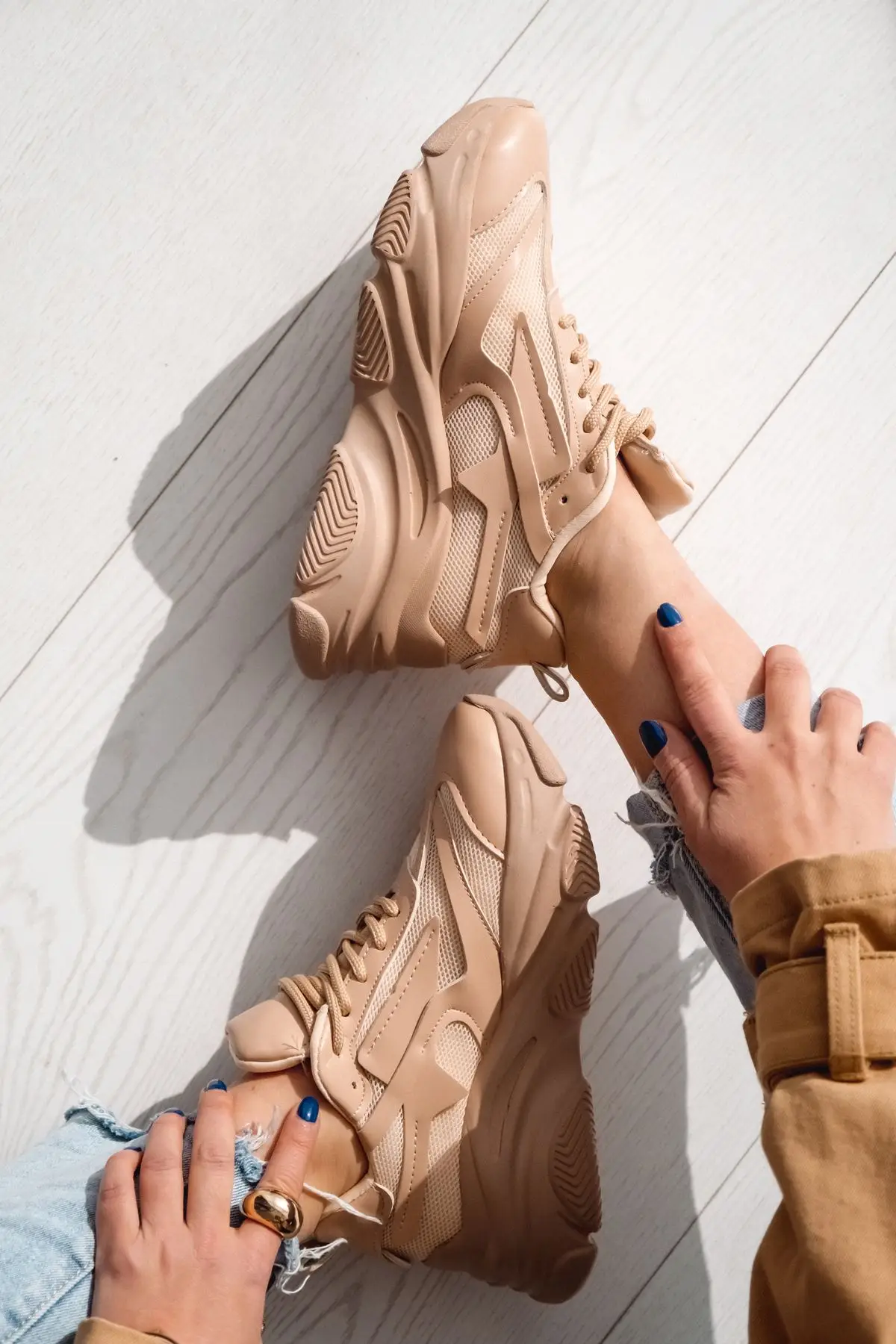 Livia Matte Leather Sneakers Nude İLOVES 1