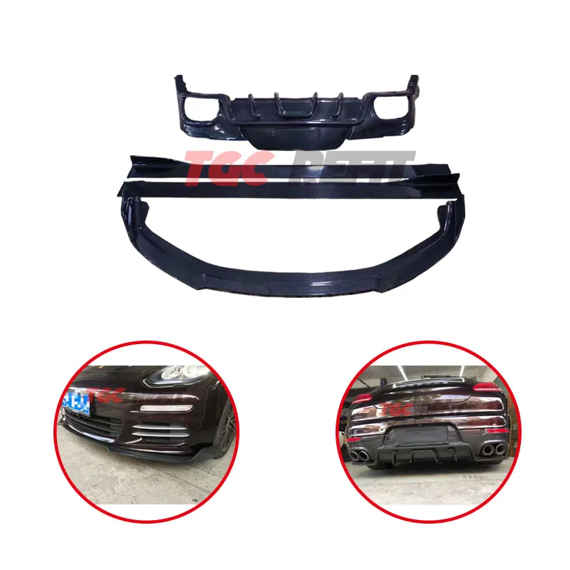 For Porsche Panamera 970.2 Real Carbon Fiber Body Kit Car Front Rear Bumper Lip Diffuser Cover Side Skirt Spoiler Back Lip