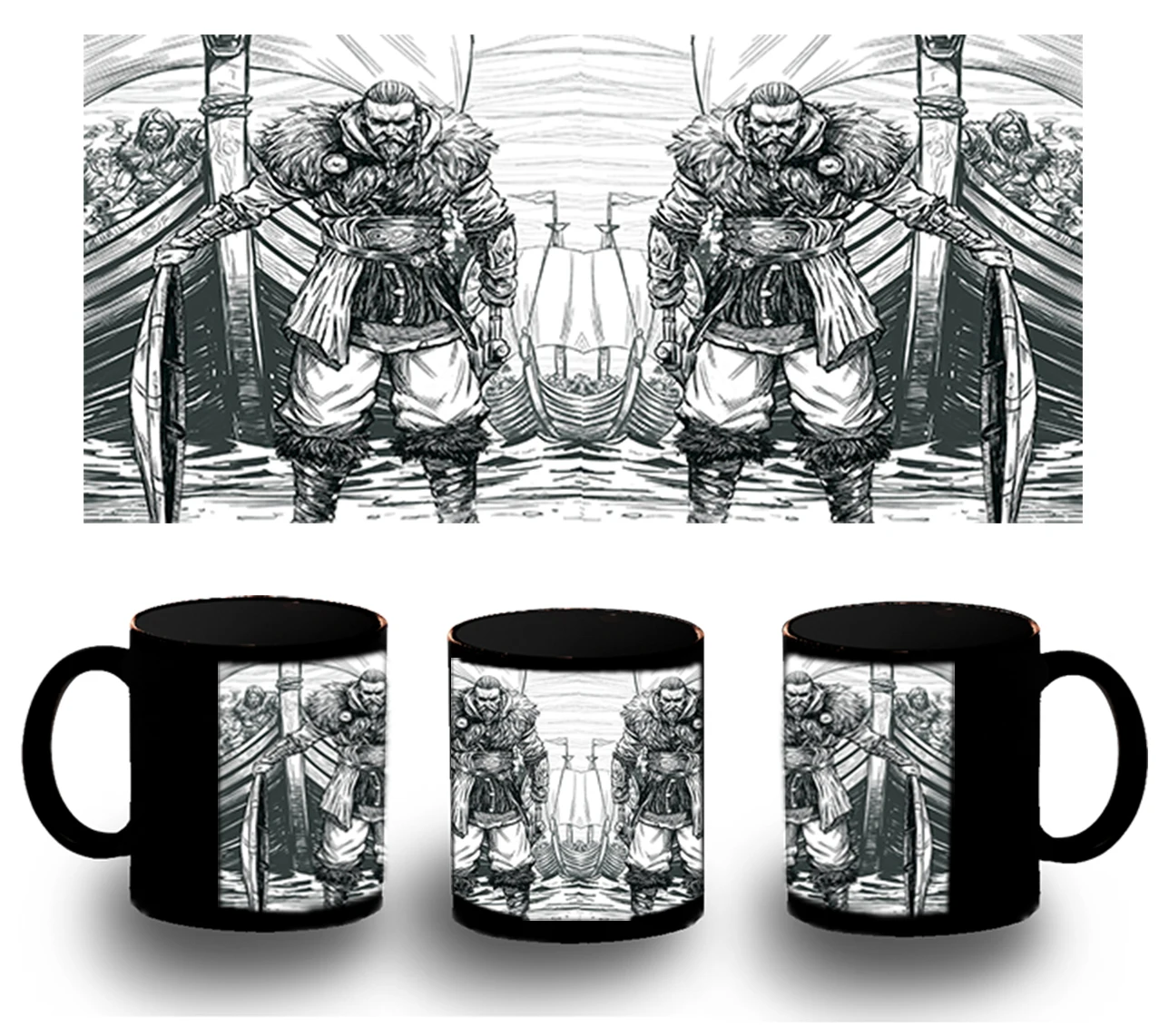 CUP FULLY black HERO VIKING MEDIAEVAL black mug