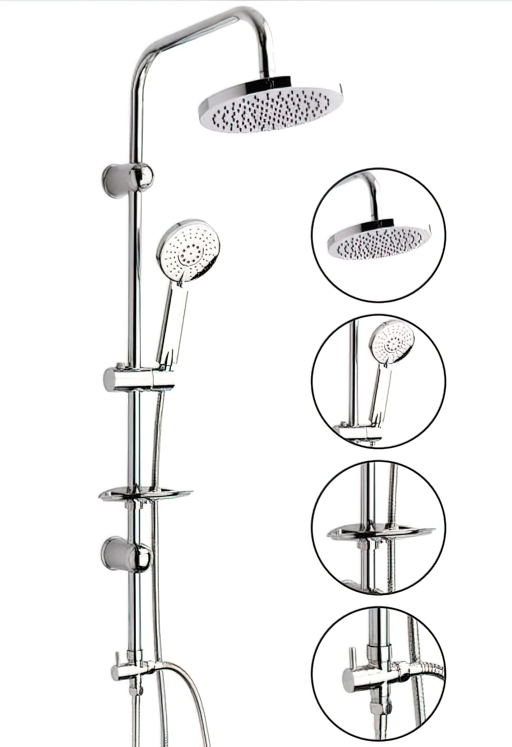 Ege Lux Shower Set Stainless Steel