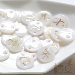 DIY Supply-Natural Shell Finding with Alphabet Link With 2 Holes - Alphabet - Letter - Round 15mm (B208)