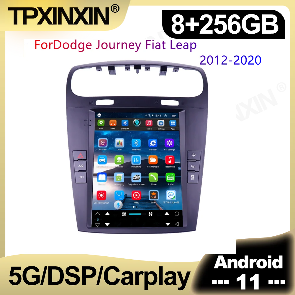 

For Dodge Journey Fiat Leap 2012 - 2020 Tesla Style Android 11.0 Car Radio Tape Recorder Multimedia DVD Player Navi HeadUnit GPS