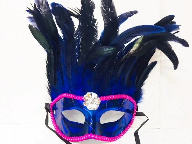 Abundant Feathered Party Mask Blue Color 435462907