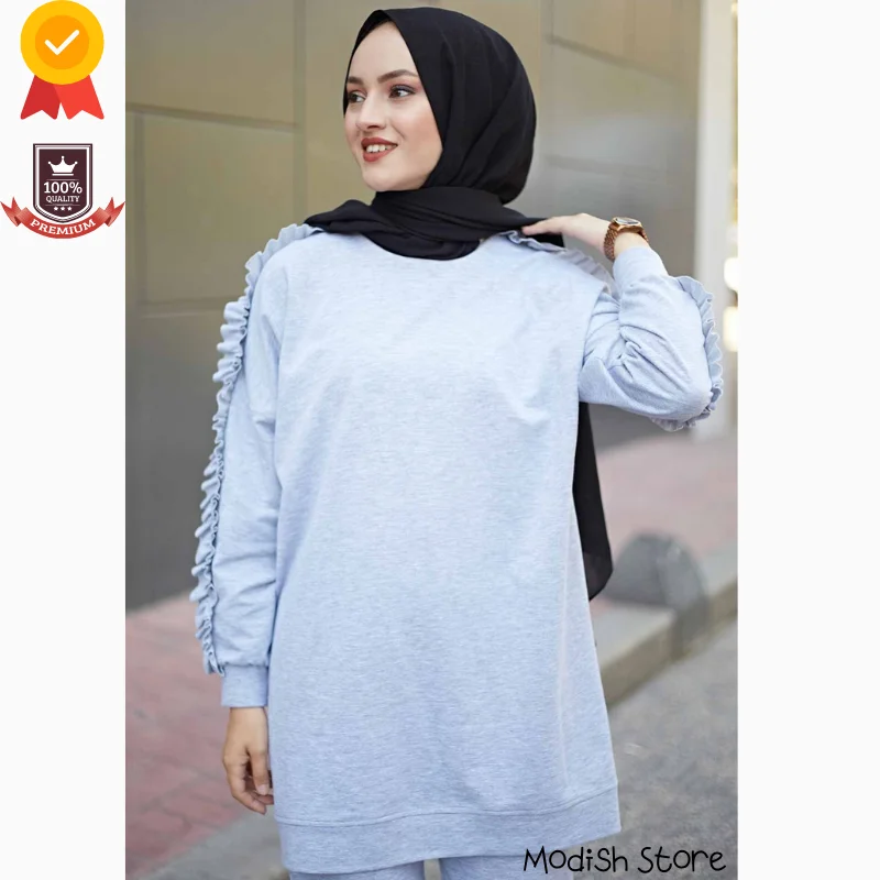 Double Sport Tracksuit Muslim Sets Plus Sizes 2021 Islamic Clothing Turkish Dresses Kaftan Muslim Fashion Eid Mubarak Abaya