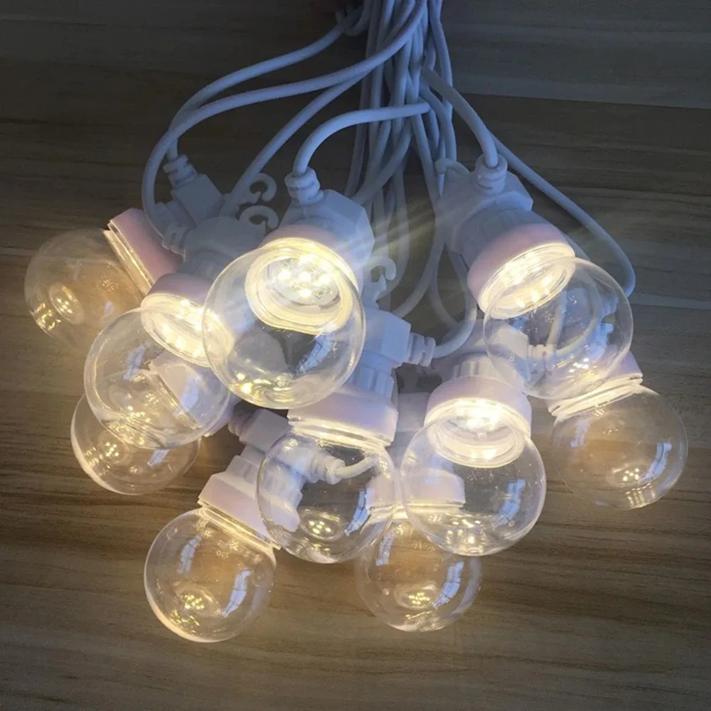 13M G50 white cable Clear globe bulb led string lights outdoor waterproof for wedding Christmas garland   Backyard Patio party
