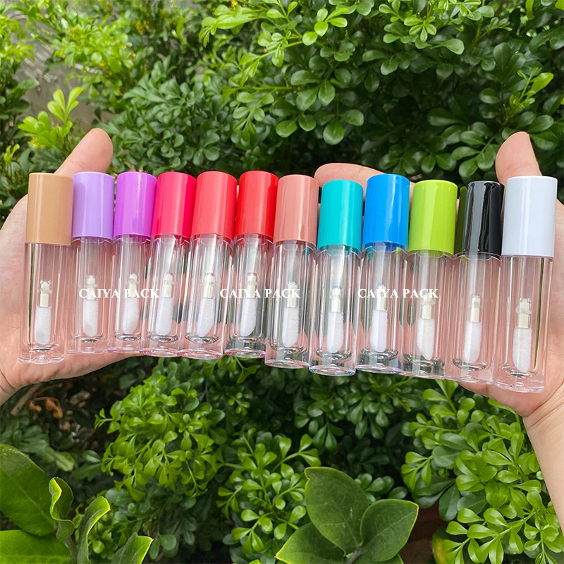 5ml big wand hot pink nude blue empty lip gloss tubes refillable round clear lipgloss tubes container liquid lipstick tubes