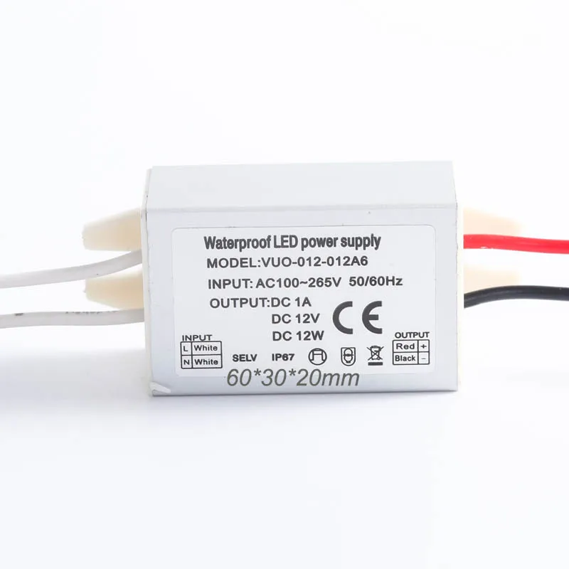 LEDストリップライト用ミニアダプター,スイッチトランス,電源AC100-240V〜dc 12v ip67 12w 20w 30w