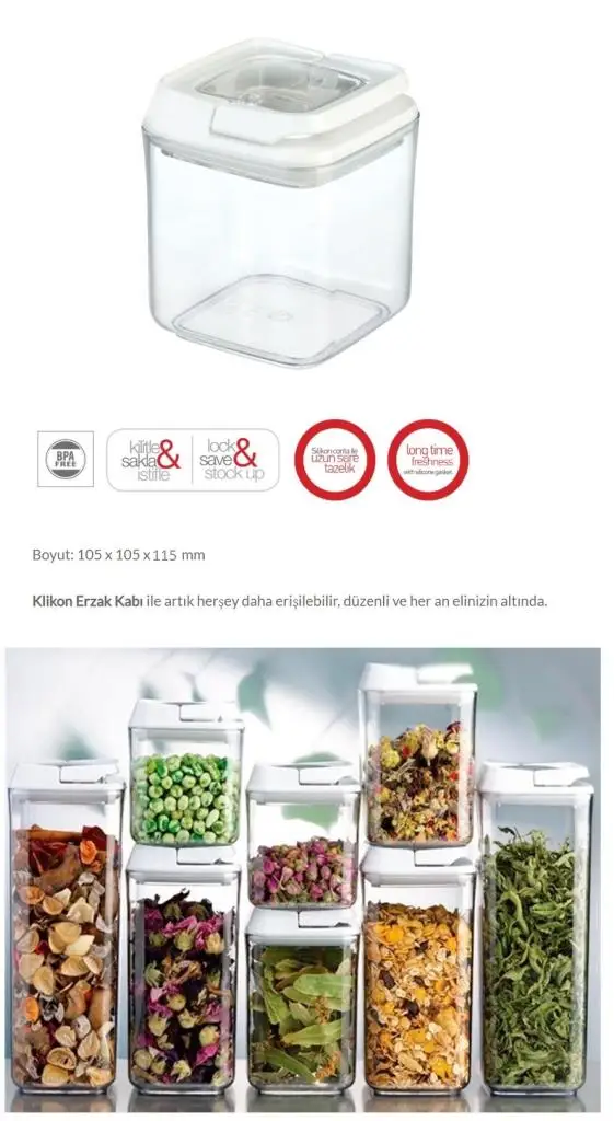 Supplies Jar Ziplock Storage Container with Silicone Sealed Square Supplies Container Vacuum 0.70 Lt