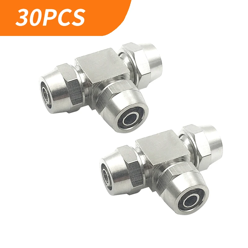 30PCS Pneumatic Connector KL-PE4/6/8/10/12/14/16 Quick twist Tee Copper Nickel Plated High Voltage Lock Female Fitting