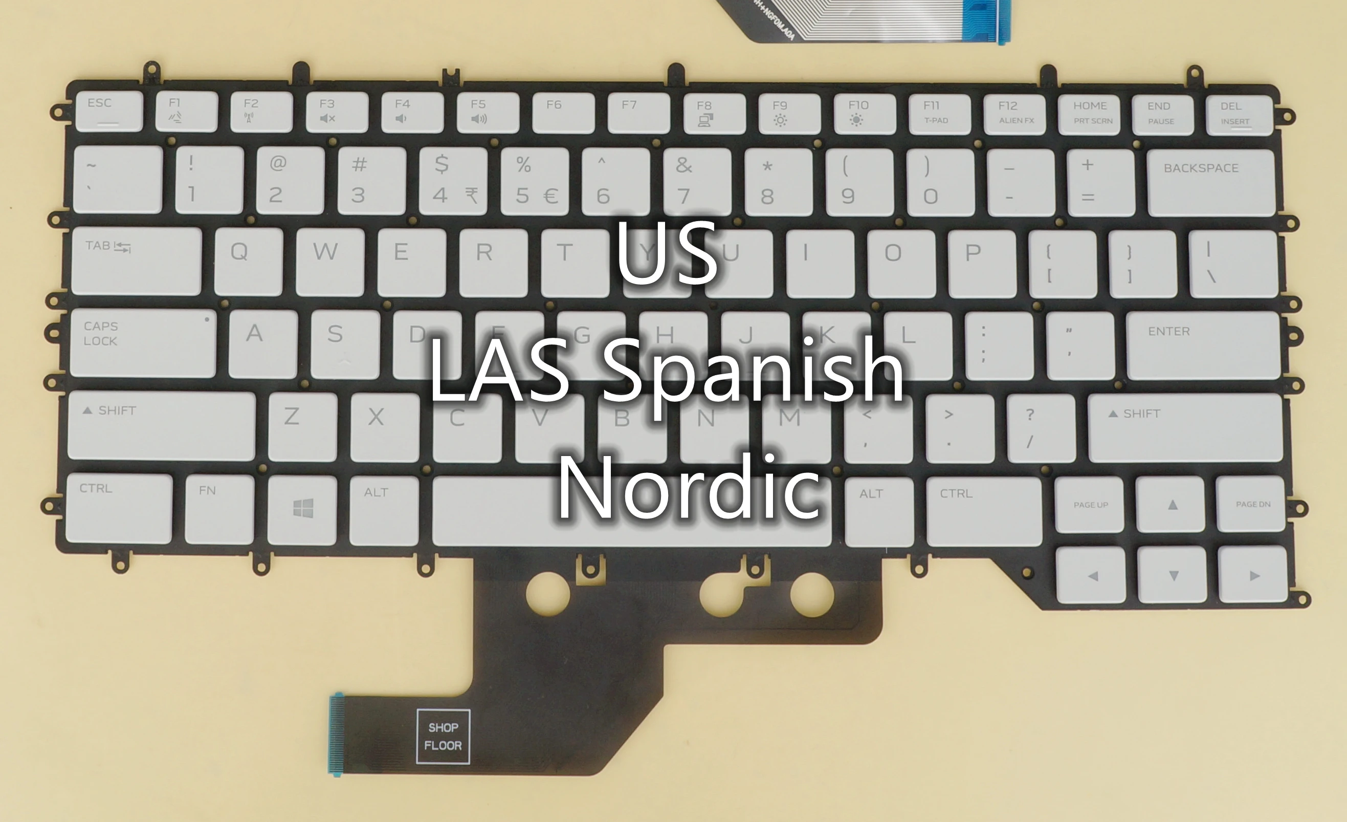 US LA Spanish Nordic KR CA Keyboard For Dell Alienware M15 R2 R3 094DNY 08TKVP 00T44R 0WRR0P 0TP9PV Per Key RGB Backlit, White